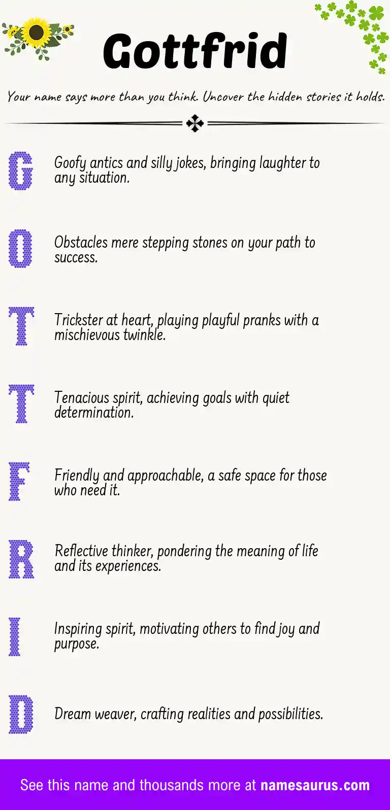 Acrostic poem about Gottfrid.