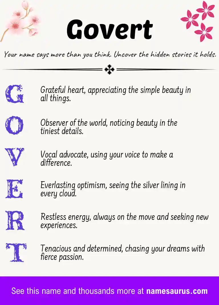 Acrostic poem about Govert.