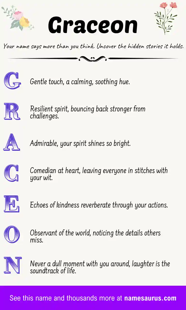 Acrostic poem about Graceon.