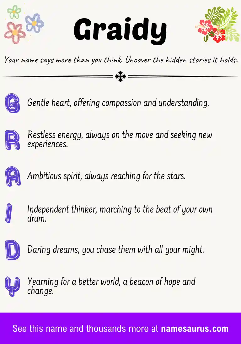 Acrostic poem about Graidy.