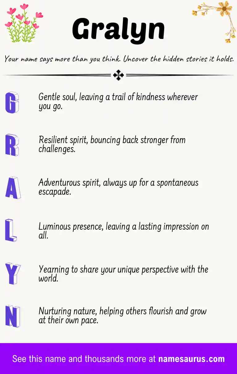 Acrostic poem about Gralyn.