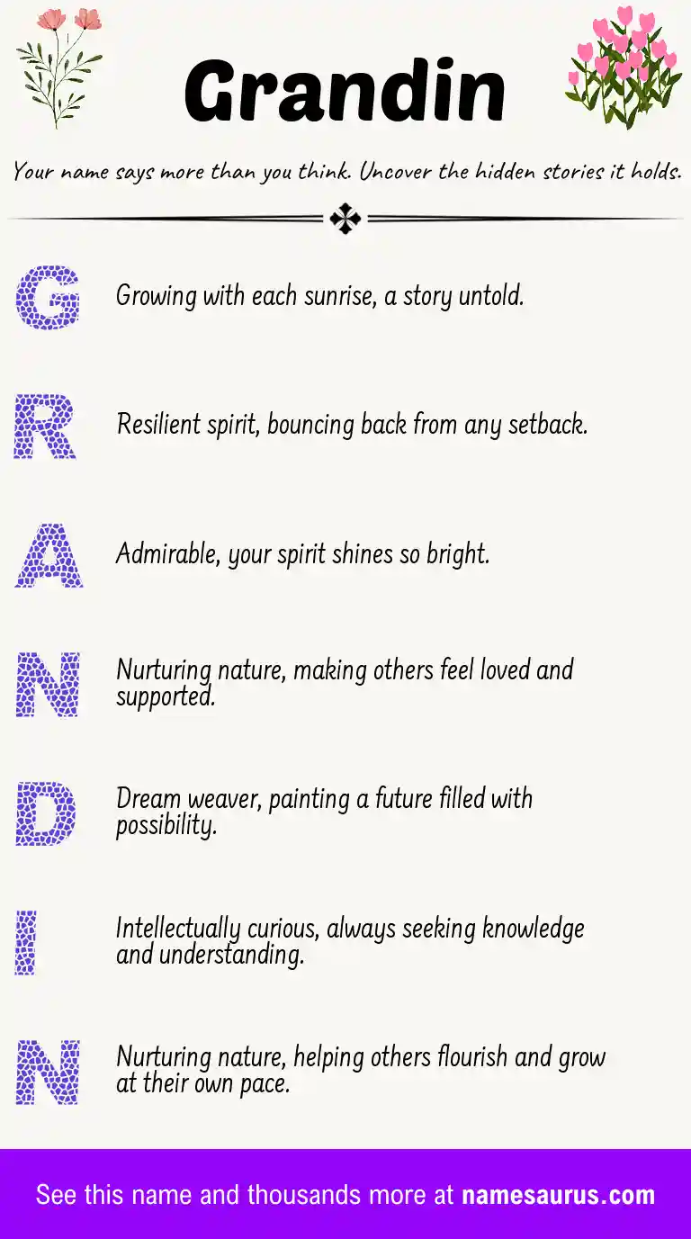 Acrostic poem about Grandin.