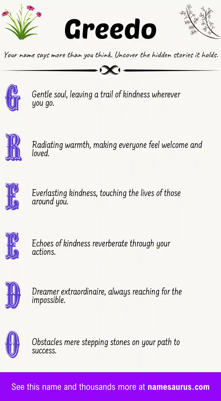 Acrostic poem about Greedo.