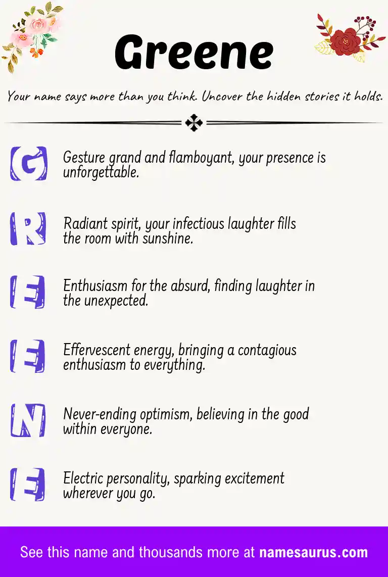 Acrostic poem about Greene.