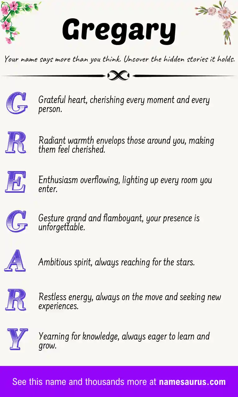 Acrostic poem about Gregary.
