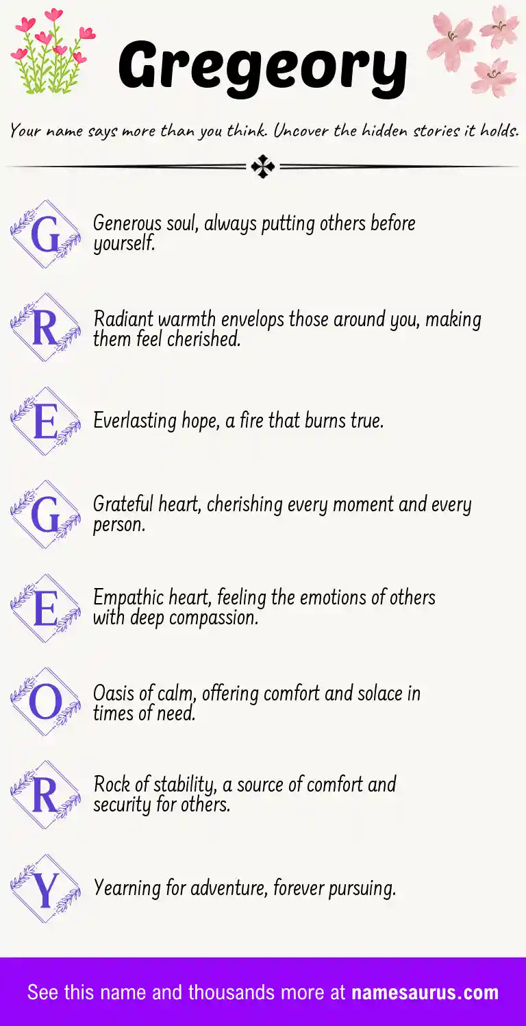 Acrostic poem about Gregeory.
