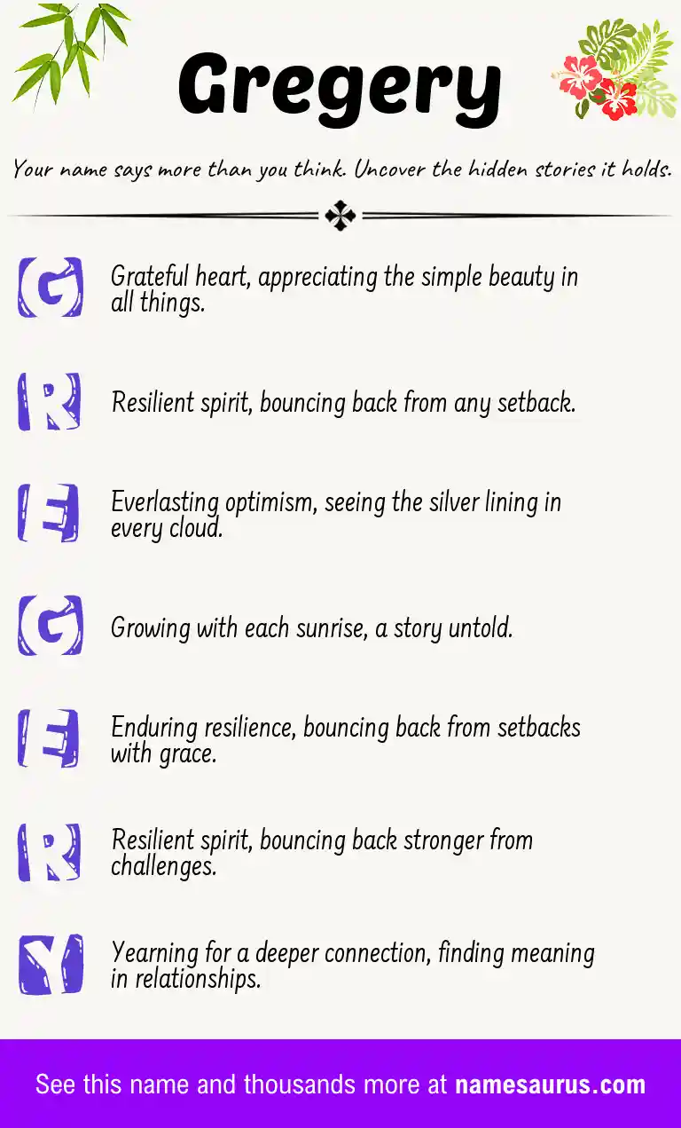 Acrostic poem about Gregery.
