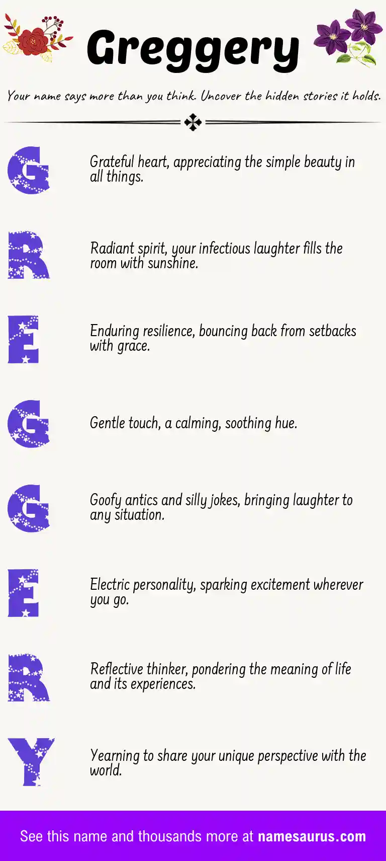 Acrostic poem about Greggery.