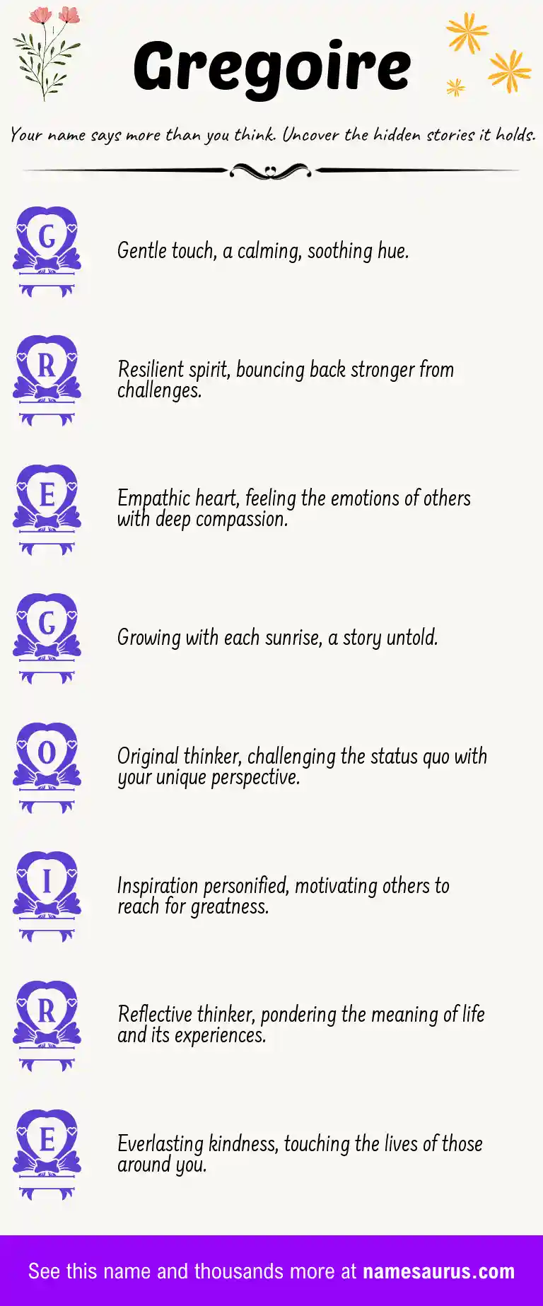 Acrostic poem about Gregoire.