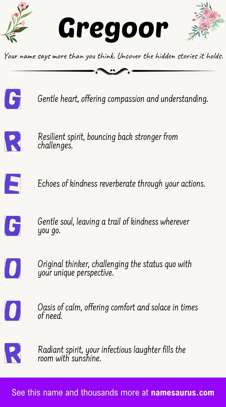 Acrostic poem about Gregoor.
