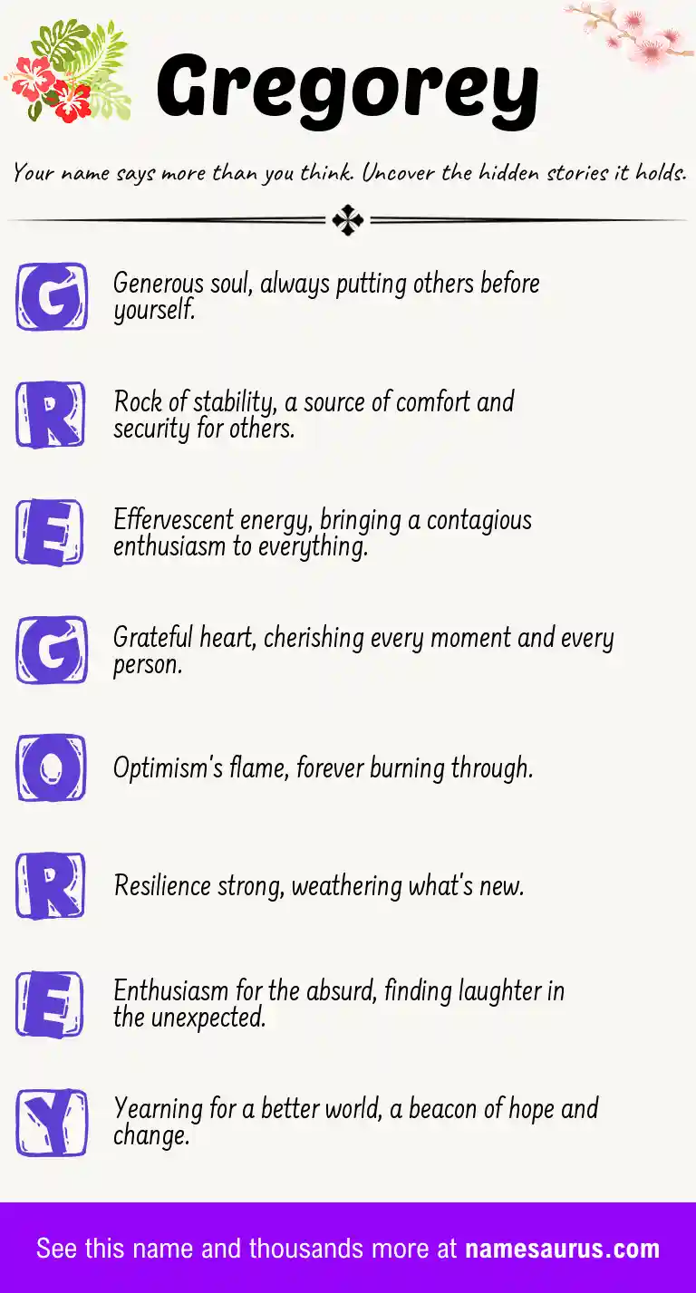 Acrostic poem about Gregorey.