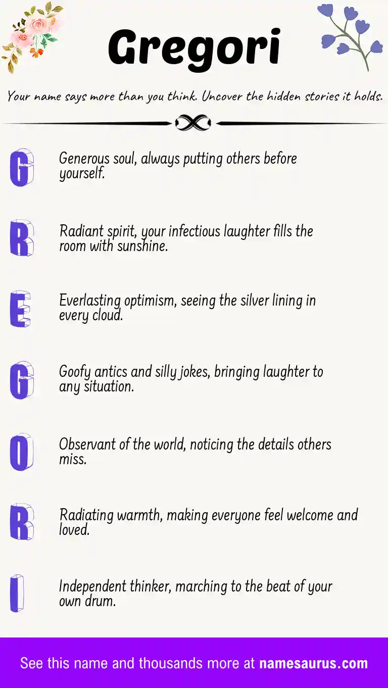 Acrostic poem about Gregori.