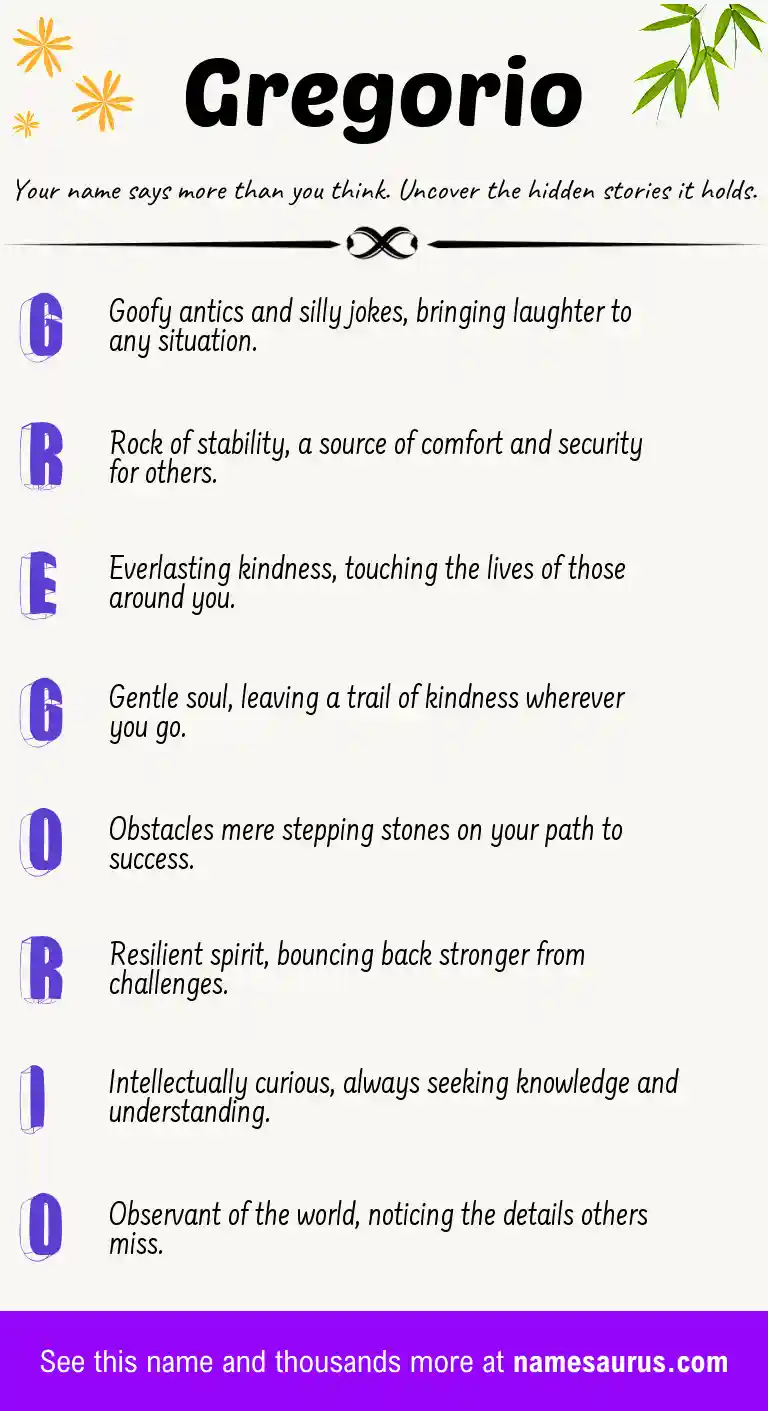 Acrostic poem about Gregorio.