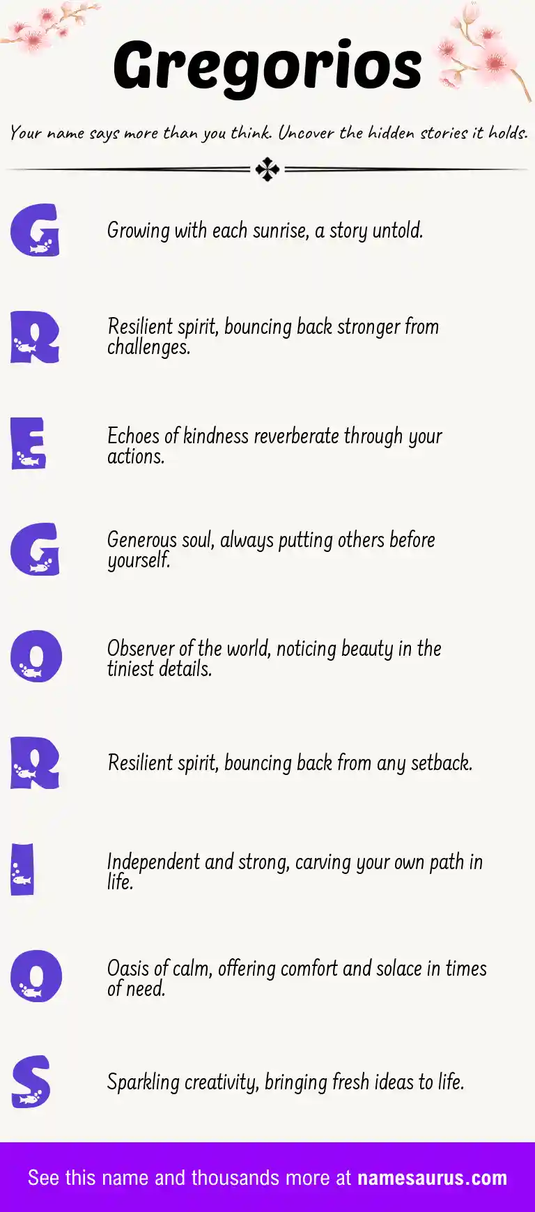 Acrostic poem about Gregorios.