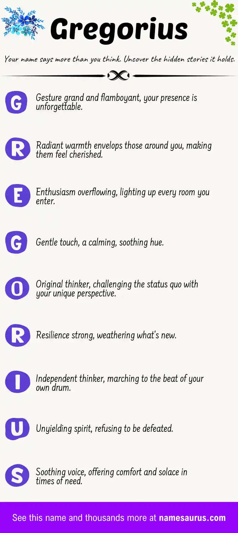 Acrostic poem about Gregorius.