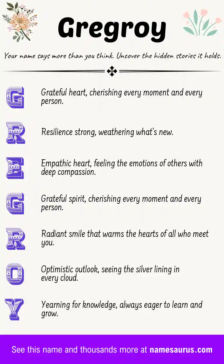 Acrostic poem about Gregroy.