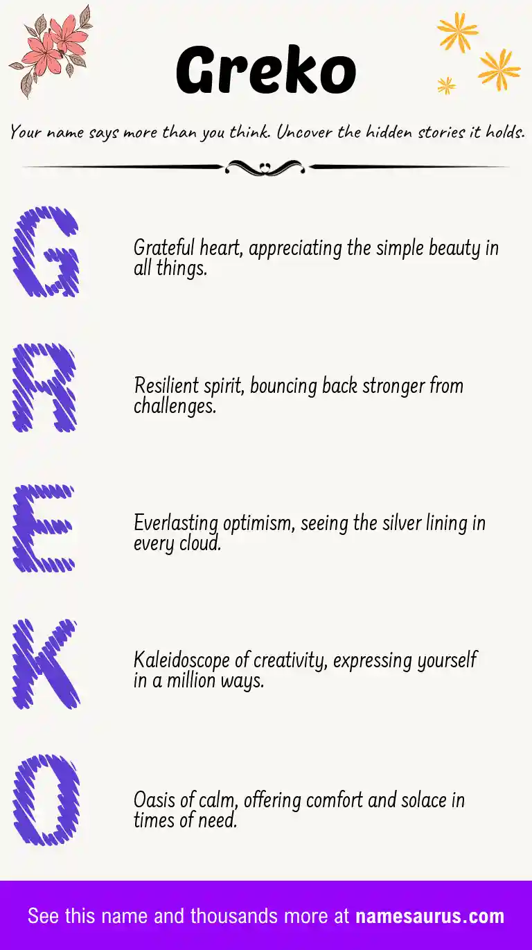 Acrostic poem about Greko.
