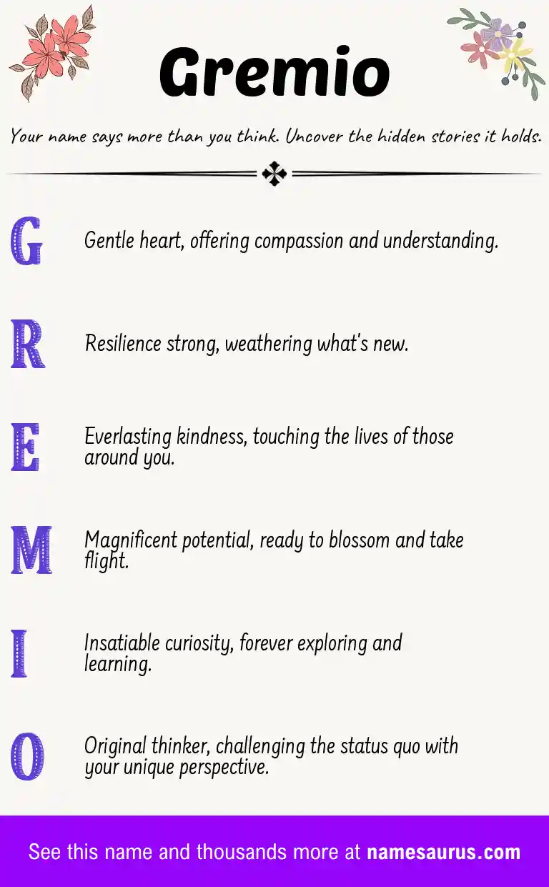 Acrostic poem about Gremio.