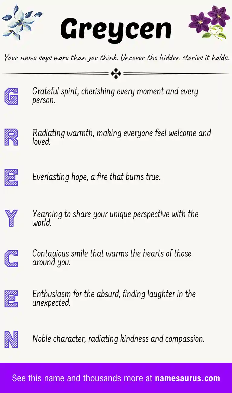 Acrostic poem about Greycen.
