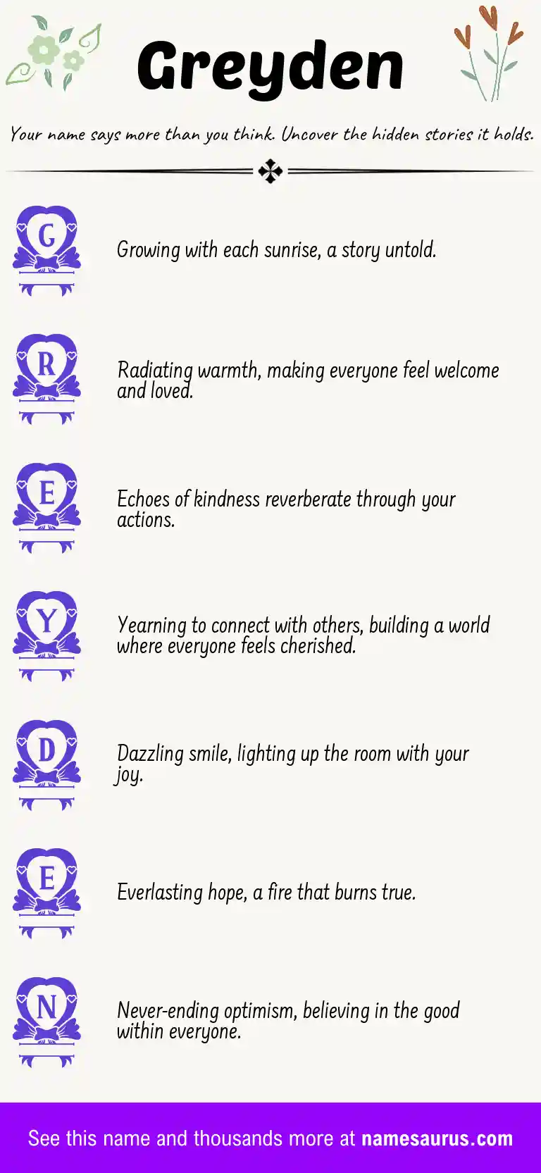 Acrostic poem about Greyden.