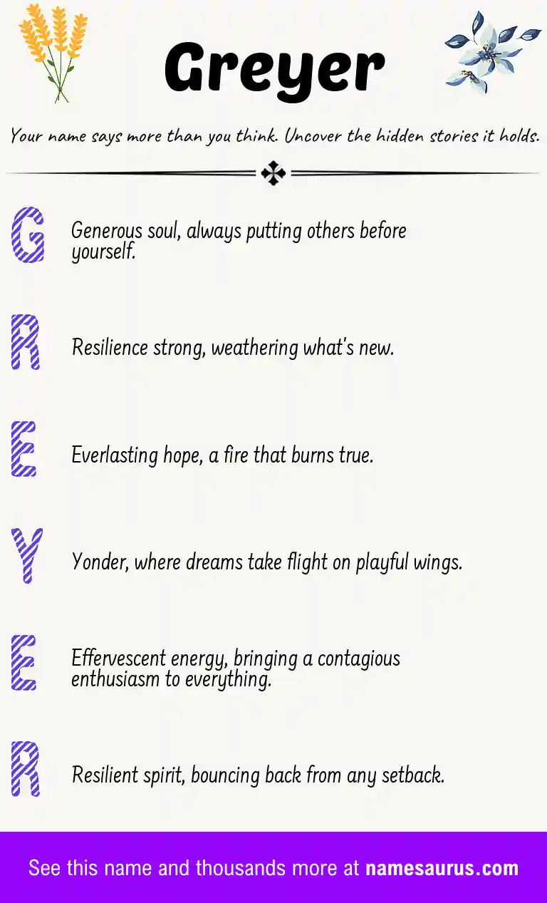 Acrostic poem about Greyer.