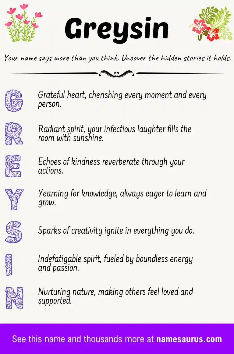 Acrostic poem about Greysin.