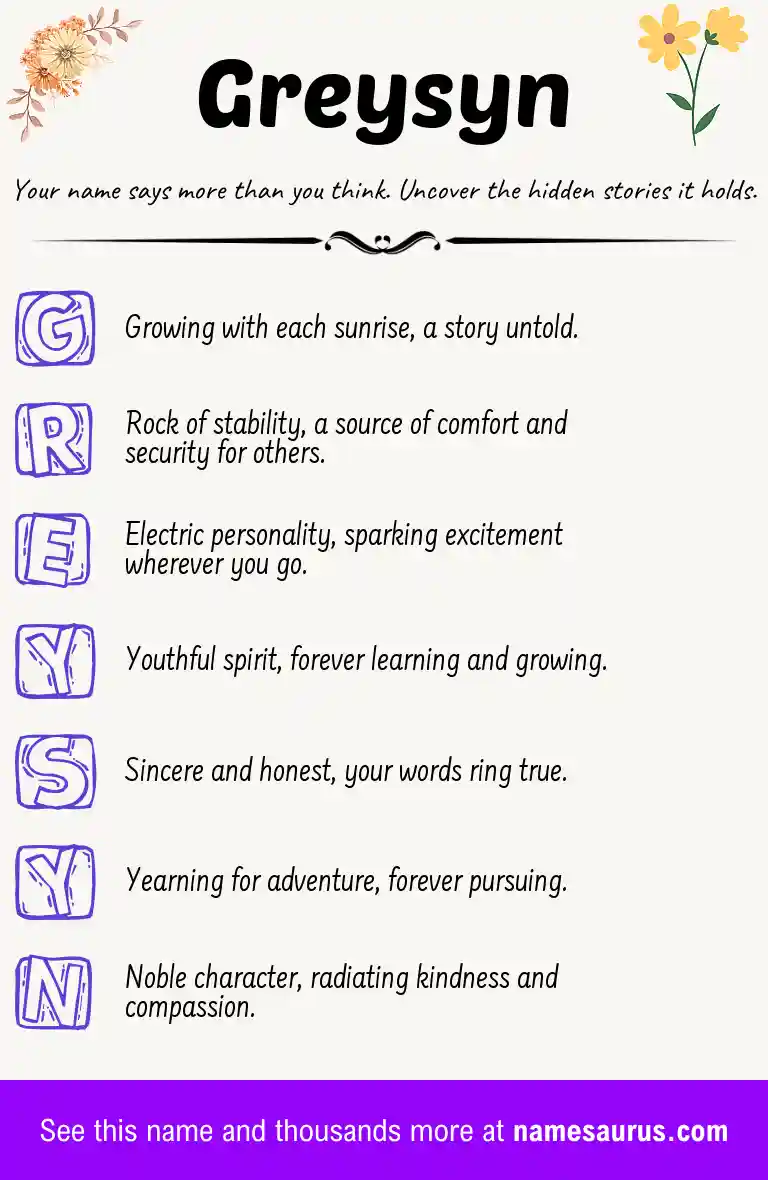 Acrostic poem about Greysyn.