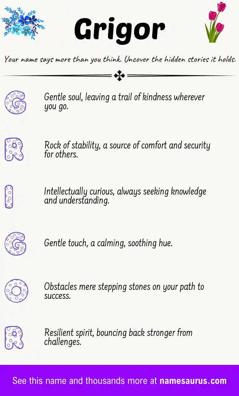 Acrostic poem about Grigor.