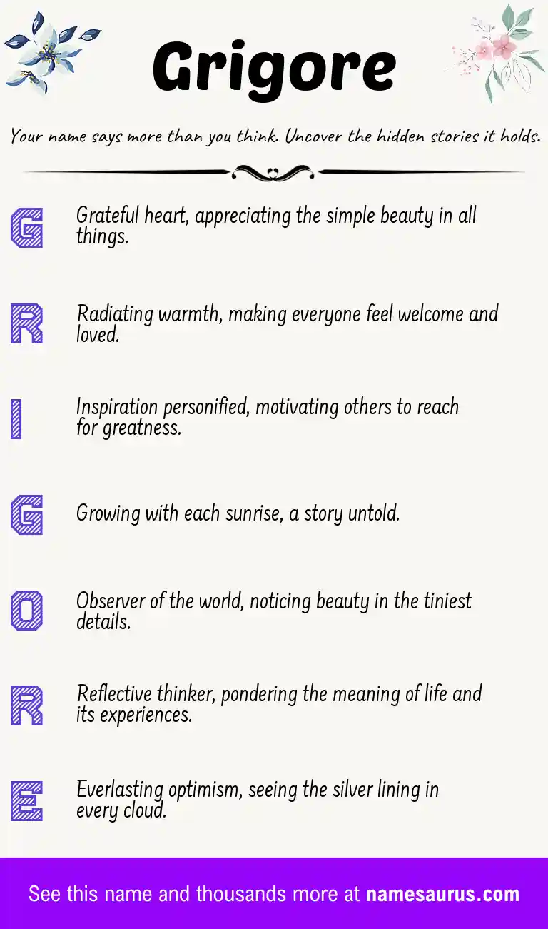 Acrostic poem about Grigore.