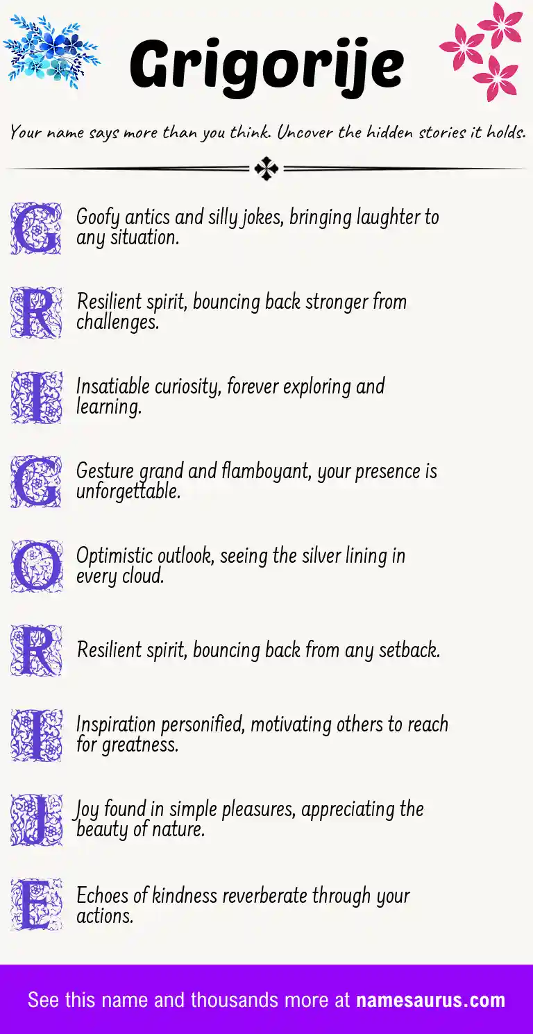 Acrostic poem about Grigorije.