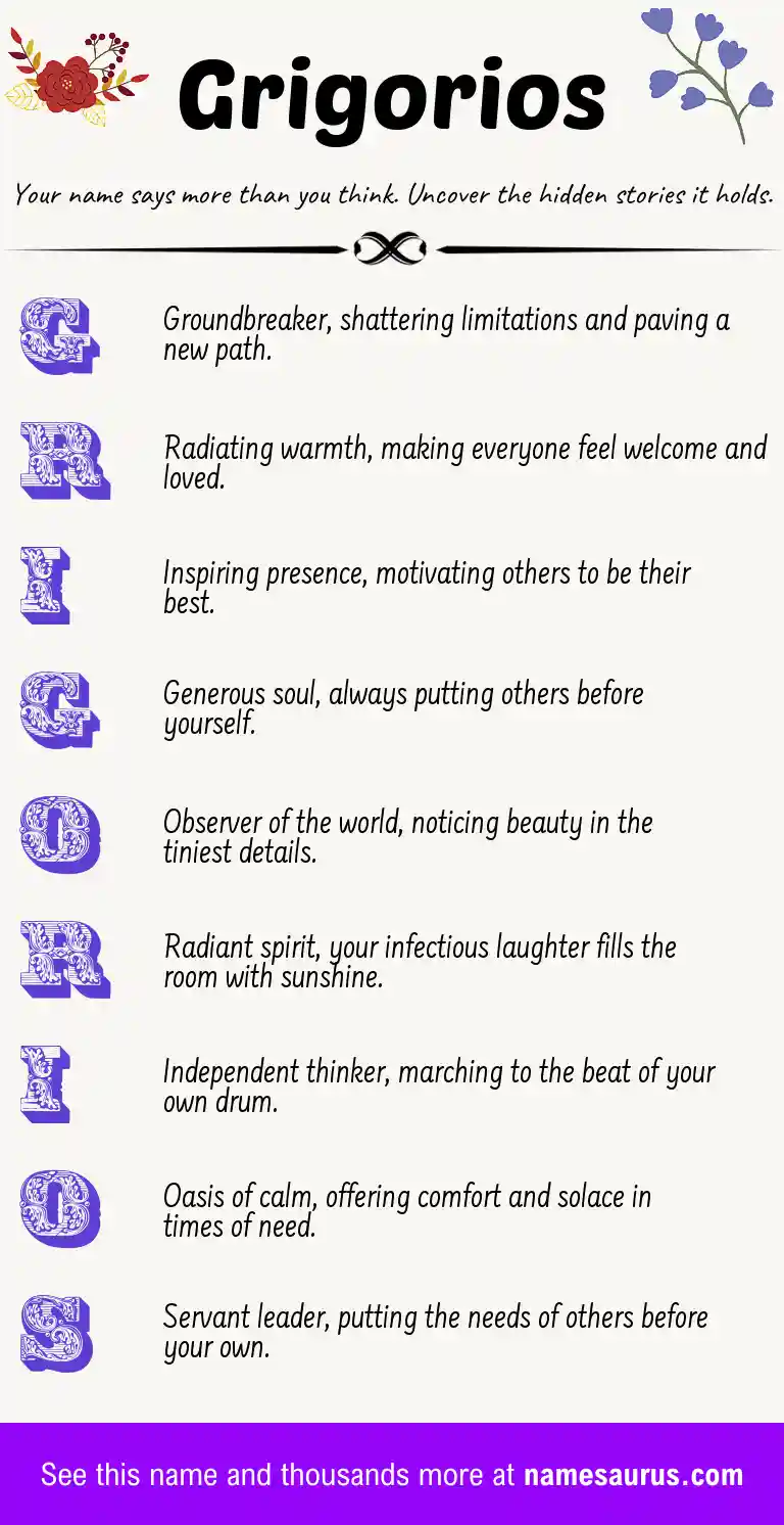 Acrostic poem about Grigorios.