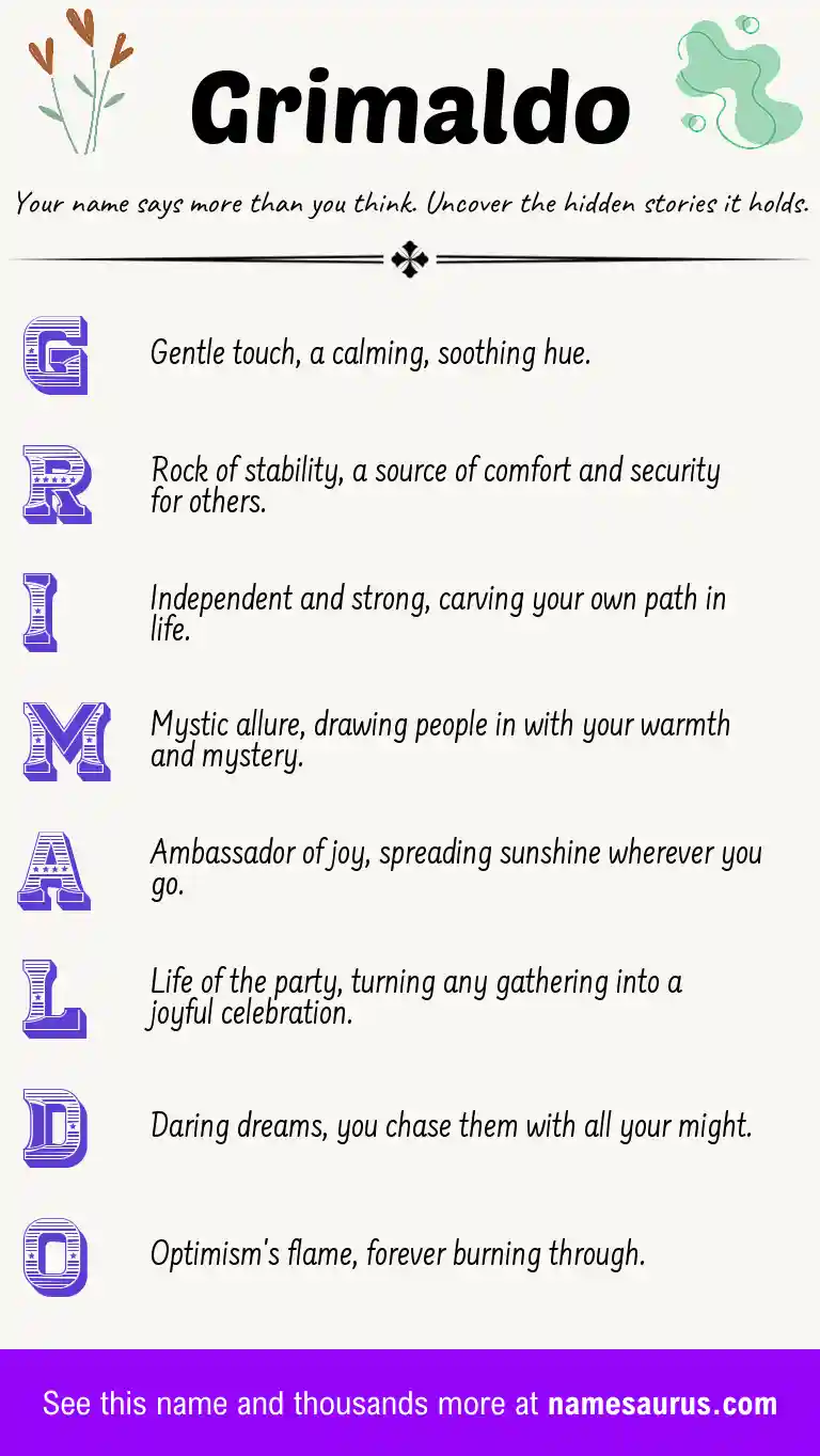 Acrostic poem about Grimaldo.