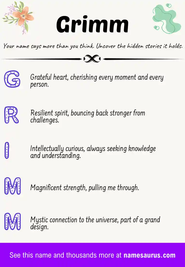 Acrostic poem about Grimm.