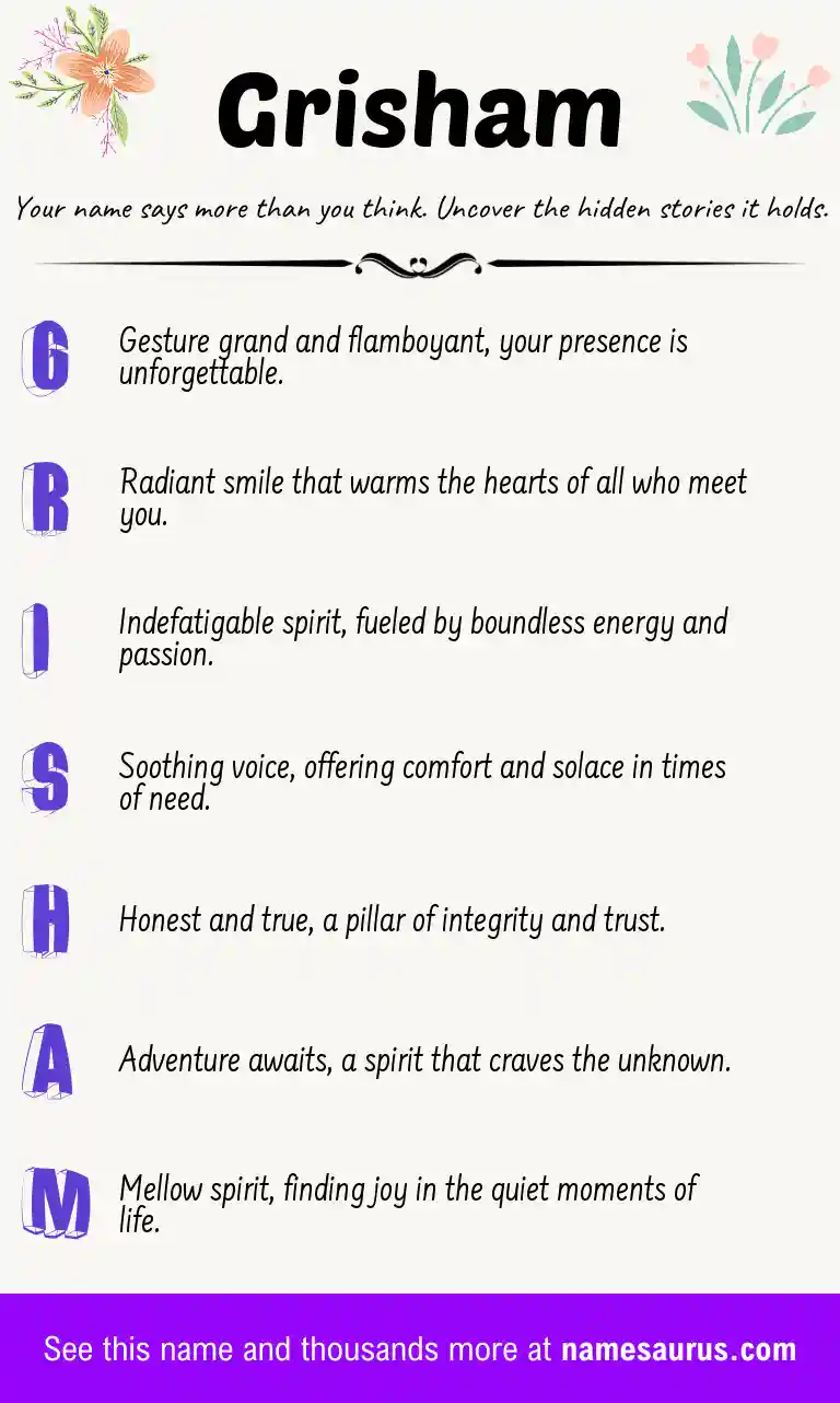 Acrostic poem about Grisham.