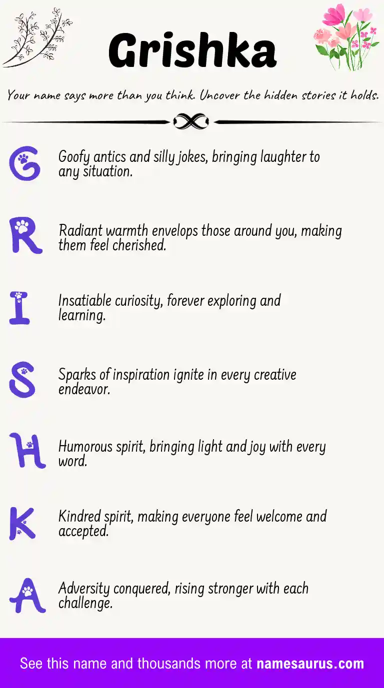 Acrostic poem about Grishka.