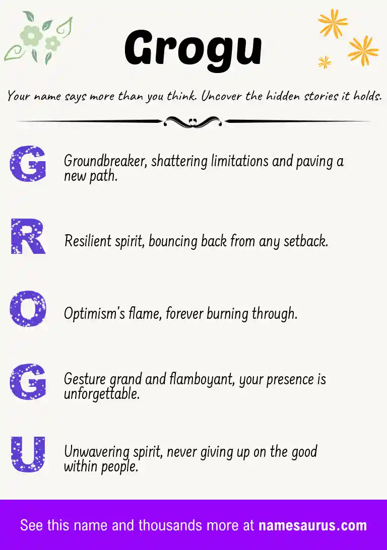 Acrostic poem about Grogu.