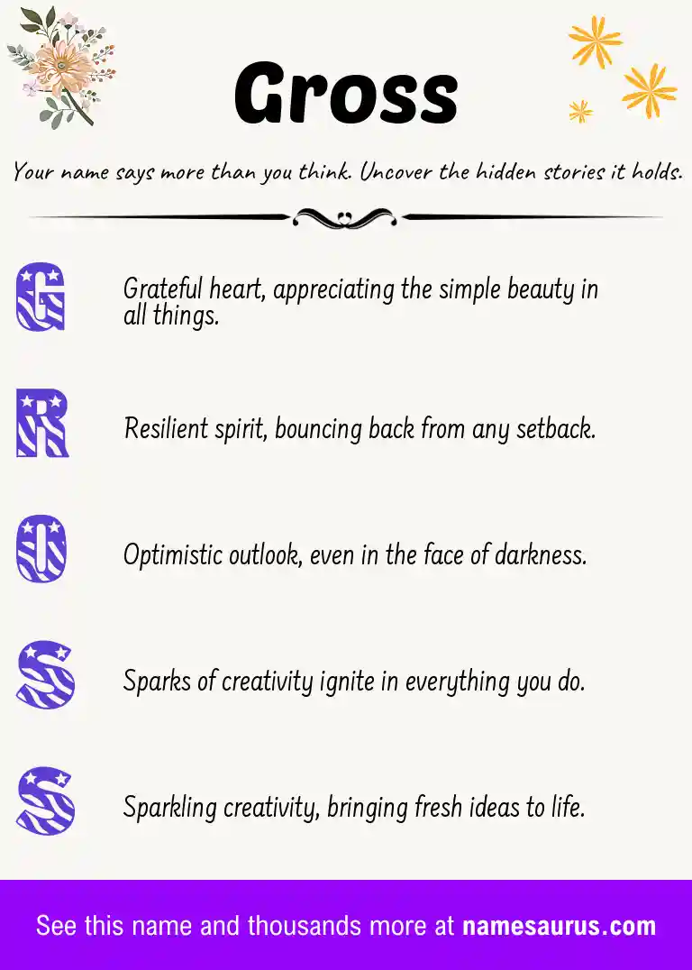 Acrostic poem about Gross.