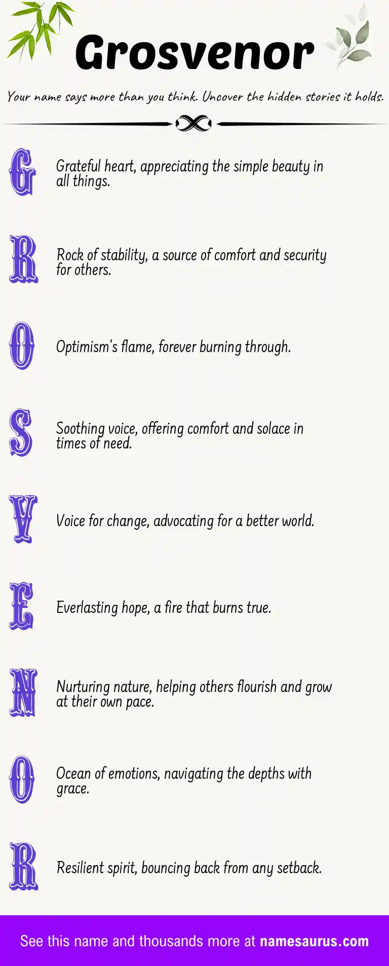 Acrostic poem about Grosvenor.