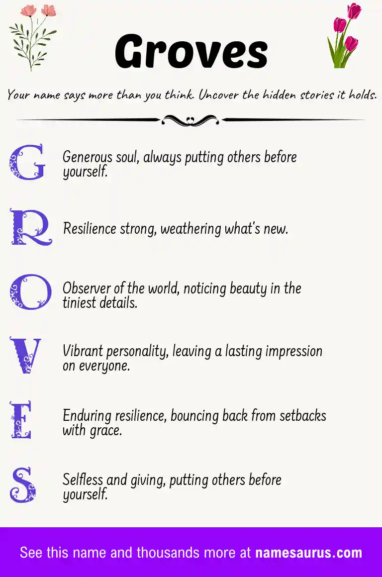 Acrostic poem about Groves.