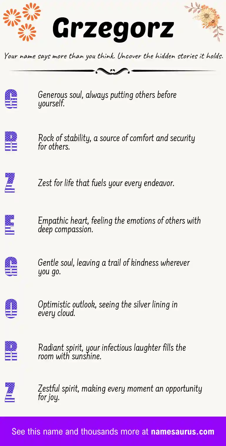 Acrostic poem about Grzegorz.