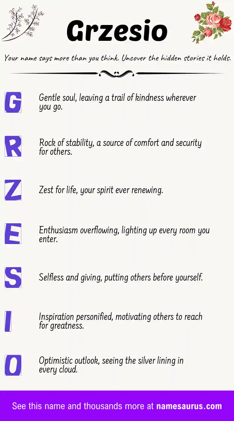 Acrostic poem about Grzesio.