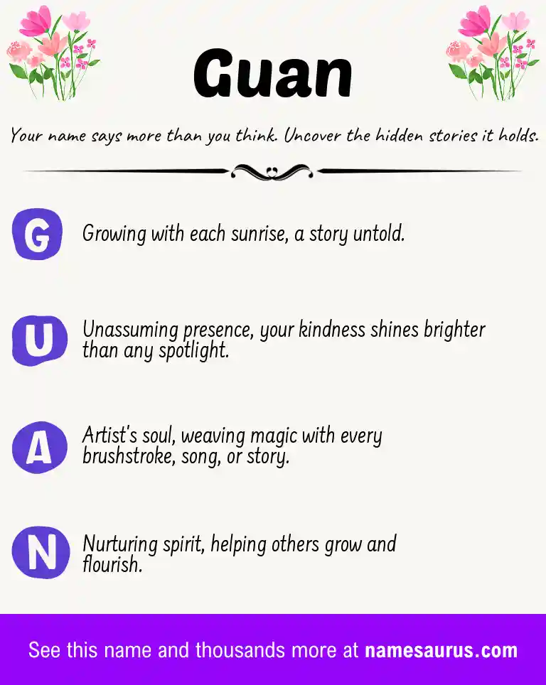 Acrostic poem about Guan.