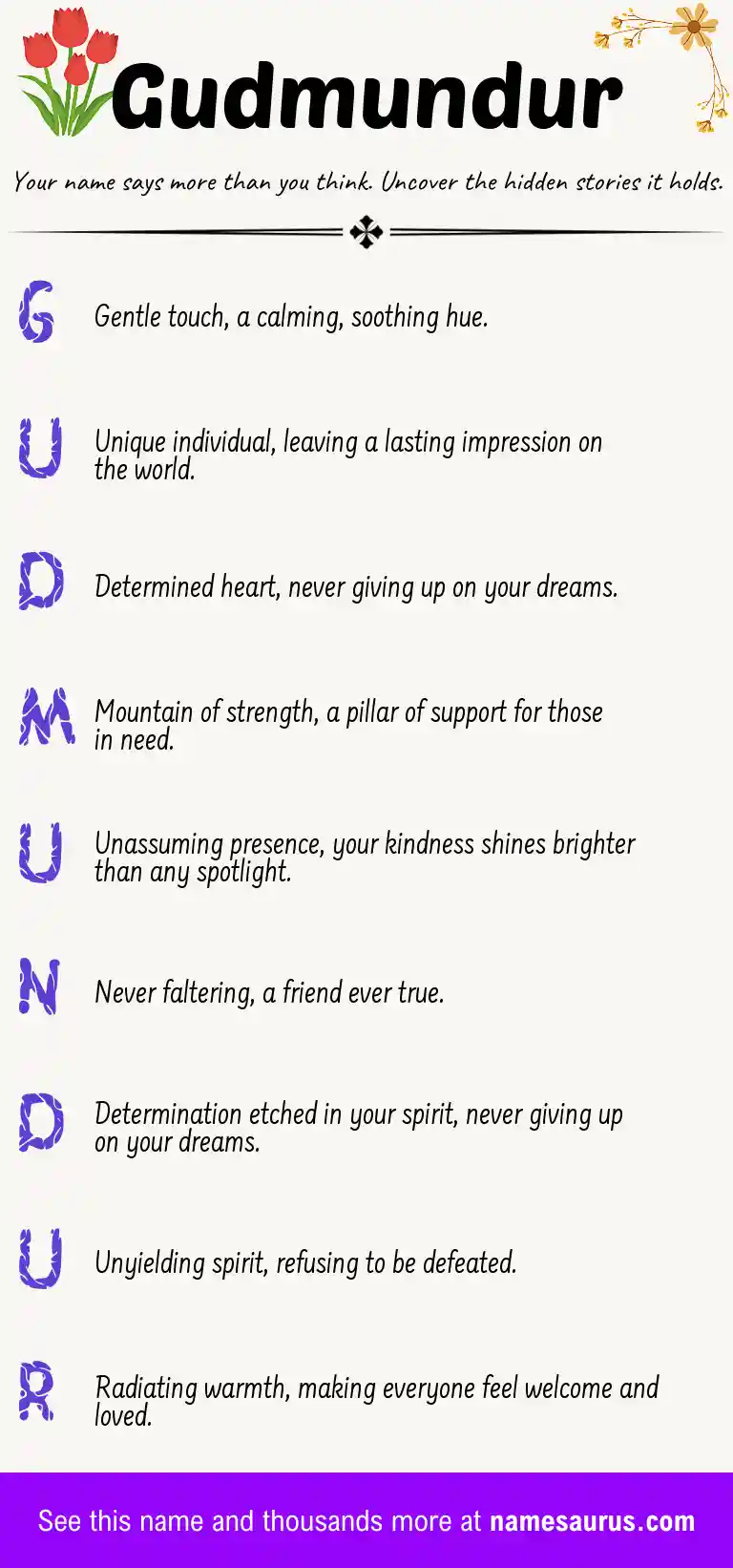 Acrostic poem about Gudmundur.