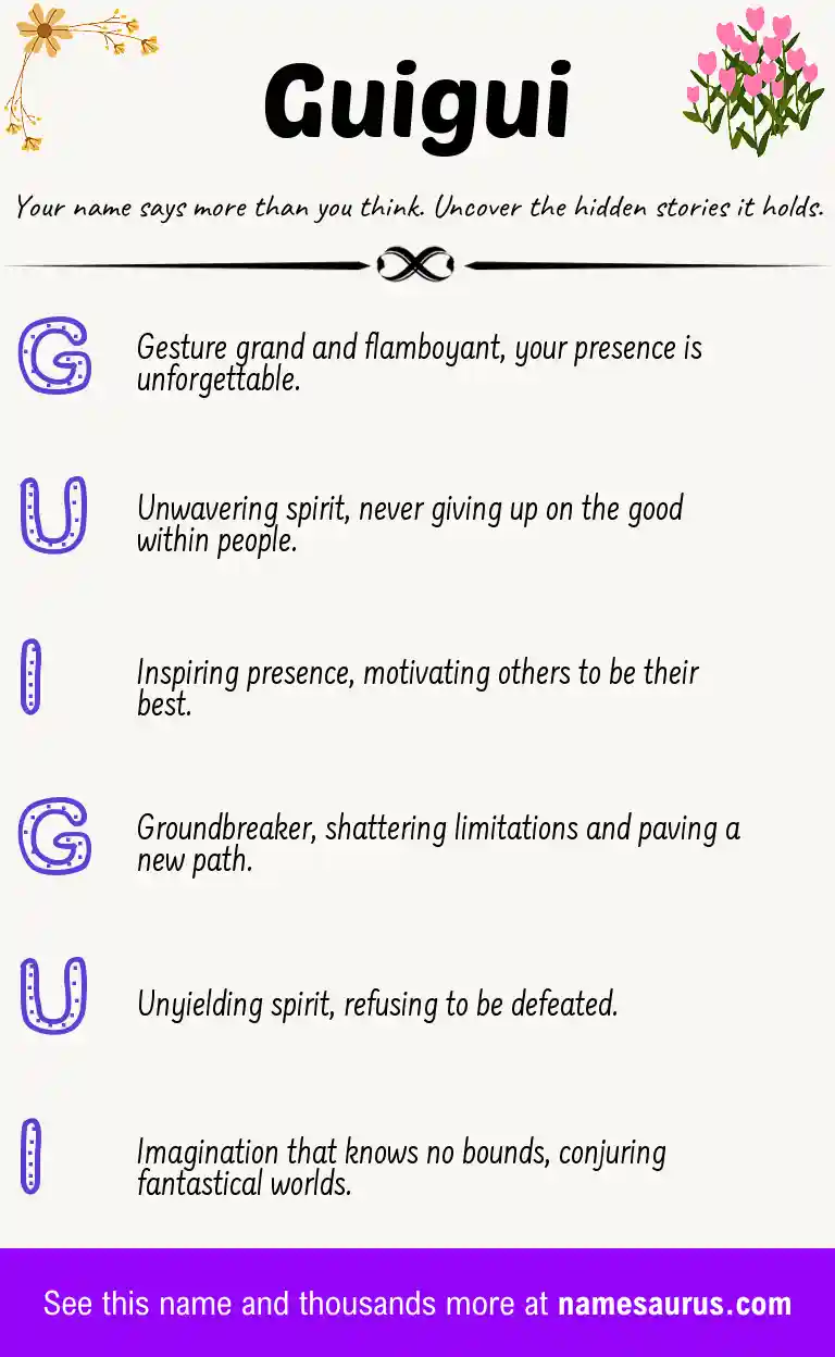 Acrostic poem about Guigui.