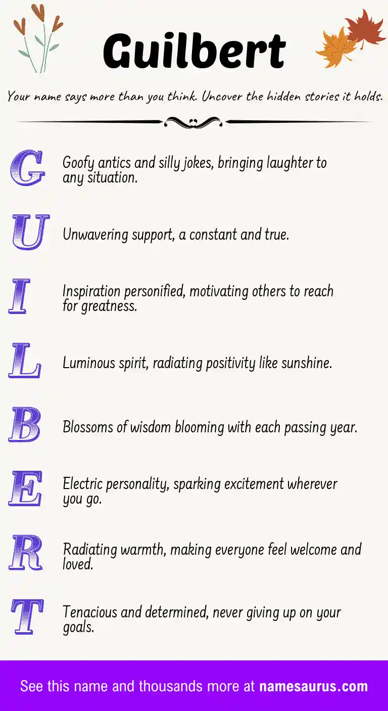 Acrostic poem about Guilbert.