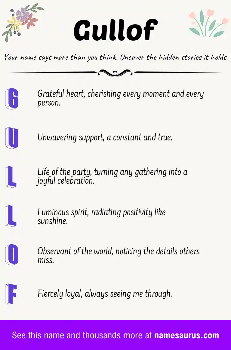 Acrostic poem about Gullof.