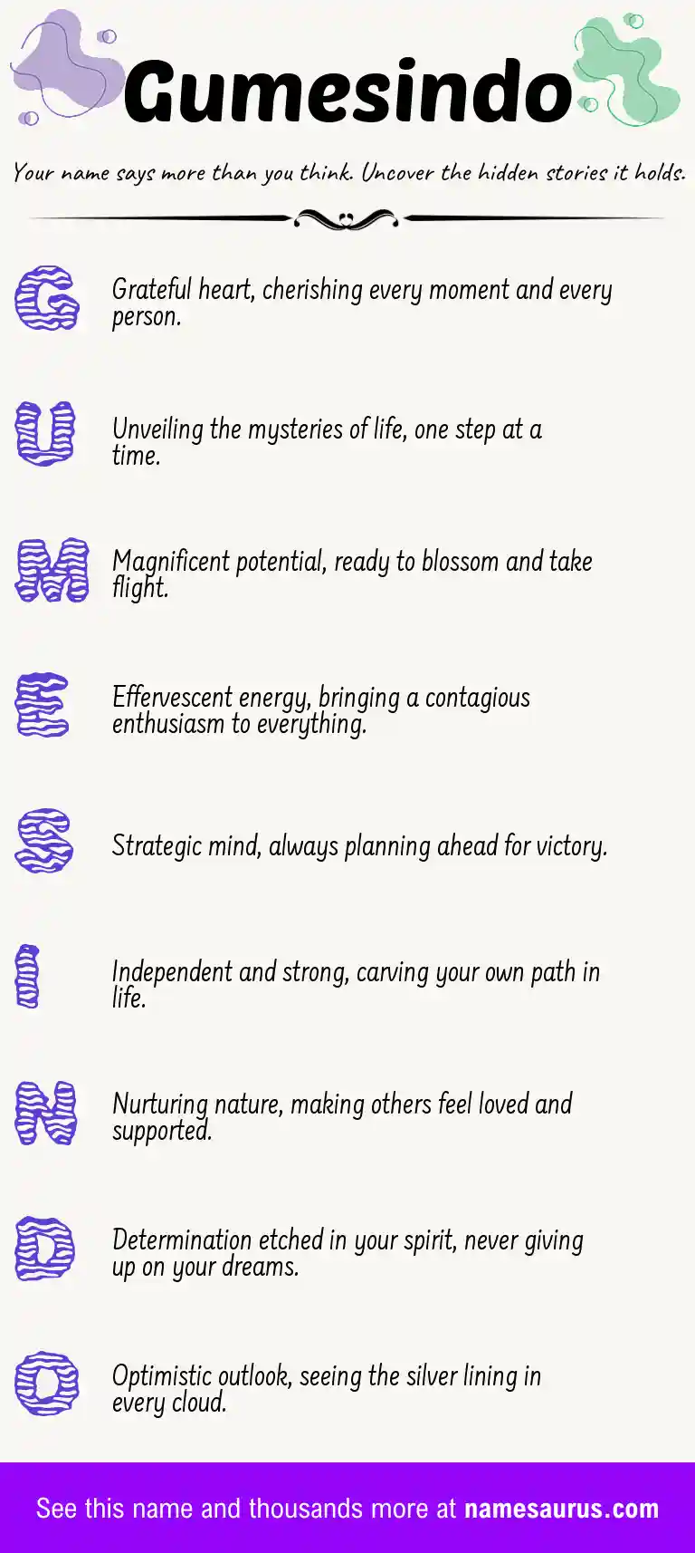 Acrostic poem about Gumesindo.