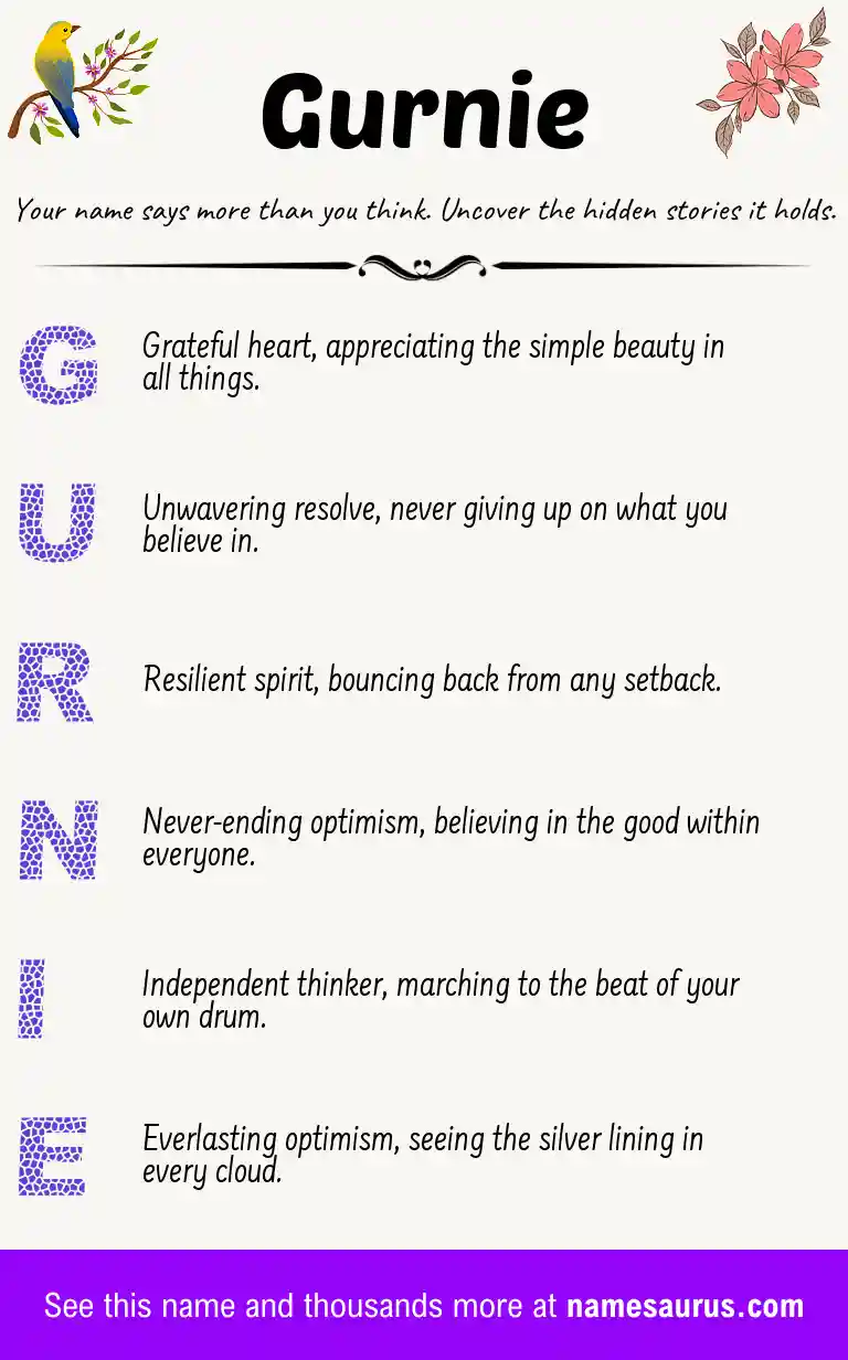 Acrostic poem about Gurnie.