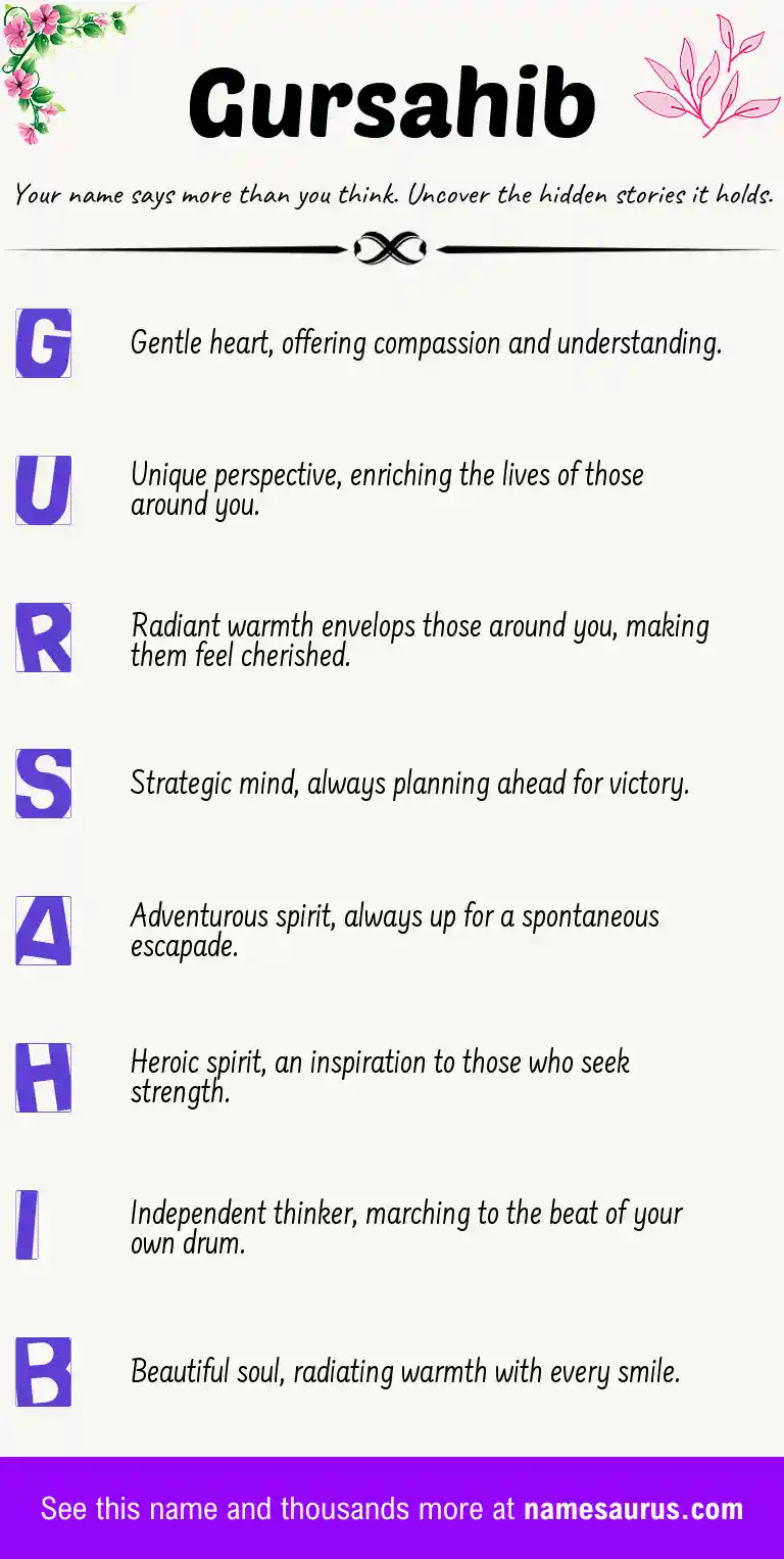 Acrostic poem about Gursahib.
