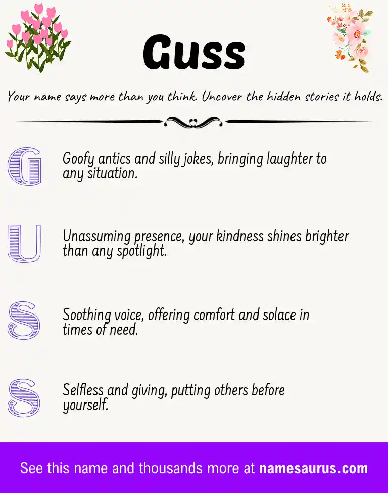 Acrostic poem about Guss.